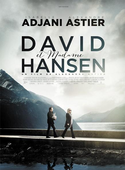 Projet d'affiche pour David et madame Hansen : photo sur toute l'affiche, David suit madame Hansen qui ne l'attend pas sur fond de lac